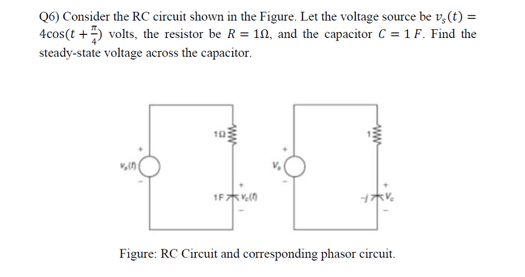 Solved Q6) Consider the RC circuit shown in the Figure. Let | Chegg.com