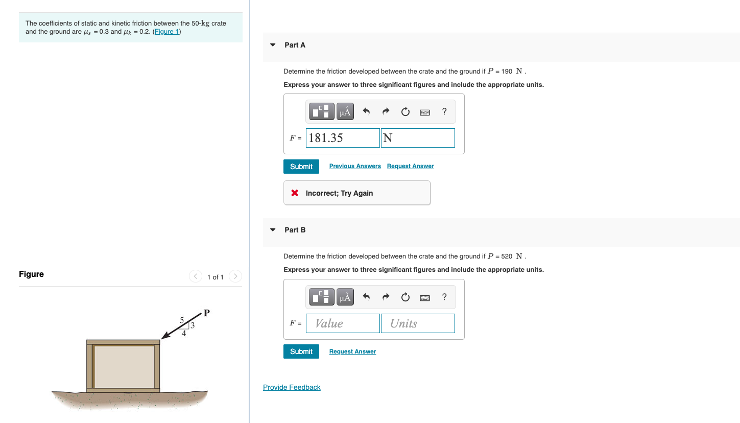 Solved The coefficients of static and kinetic friction | Chegg.com
