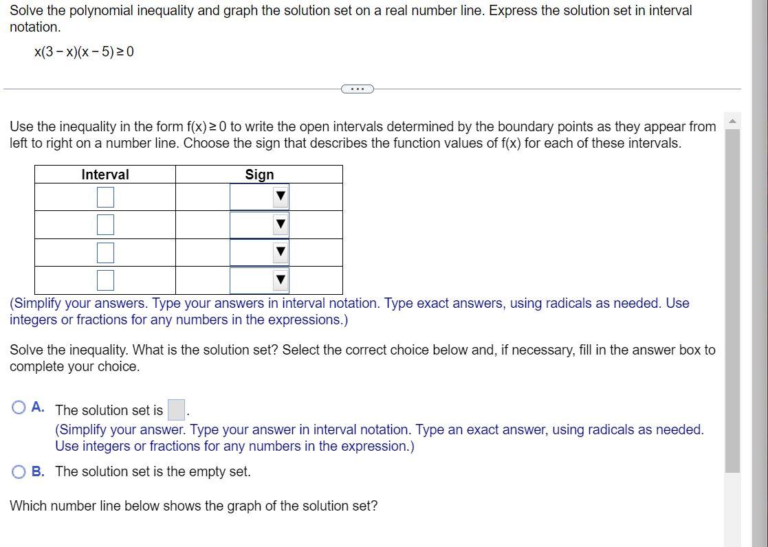 Solved Solve the polynomial inequality and graph the | Chegg.com