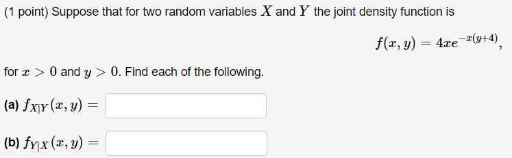 Solved (1 point) Suppose that for two random variables X and | Chegg.com