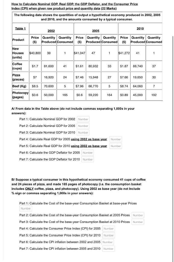 Solved How to Calculate Nominal GDP, Real GDP, the GDP | Chegg.com