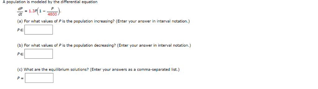 Solved A population is modeled by the differential equation | Chegg.com