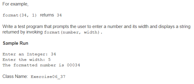 Solved 6.37 (Format an integer) Write a method with the | Chegg.com