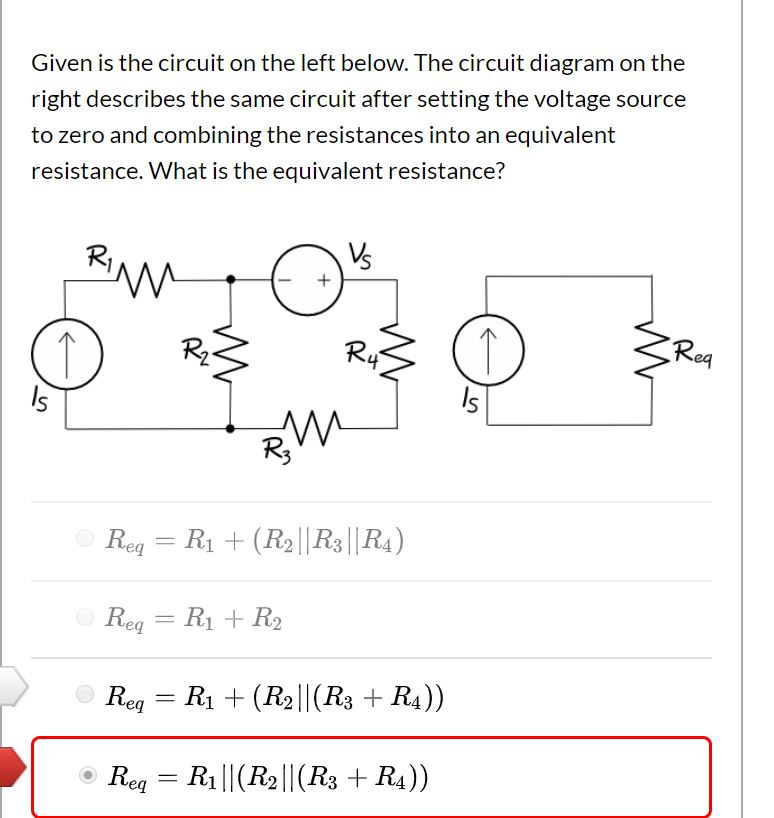 Solved Given is the circuit on the left below. The circuit | Chegg.com