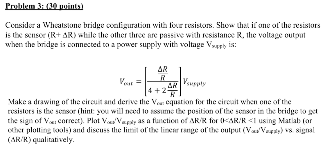 Consider a Wheatstone bridge configuration with four | Chegg.com