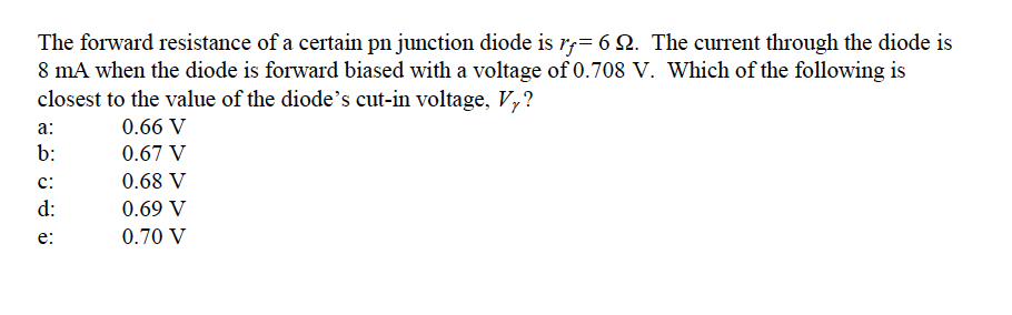 Solved The forward resistance of a certain pn junction diode | Chegg.com