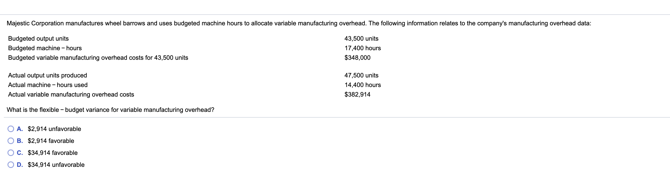 Solved Majestic Corporation manufactures wheel barrows and