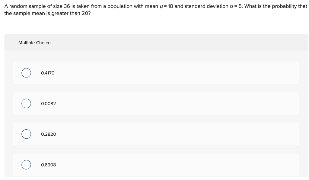 Solved A random sample of size 36 is taken from a population | Chegg.com