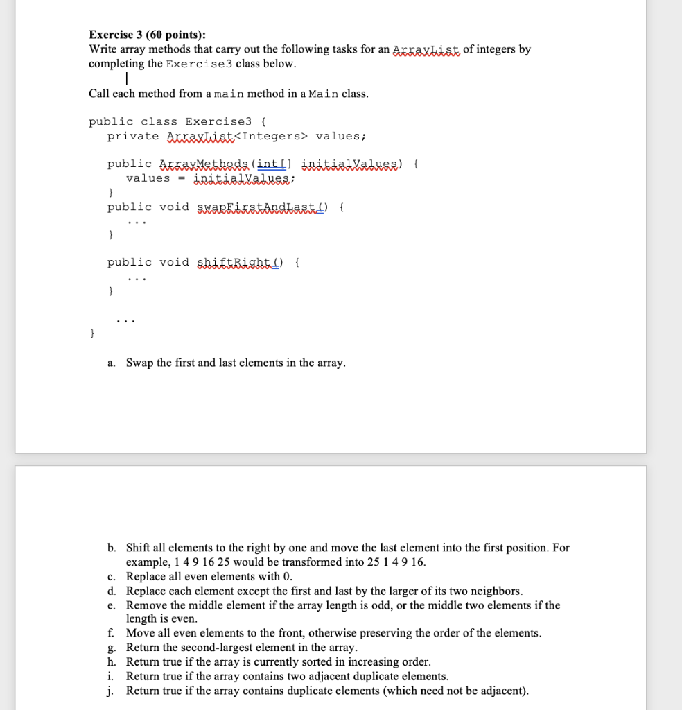 Solved Exercise 3 60 Points Write Array Methods That