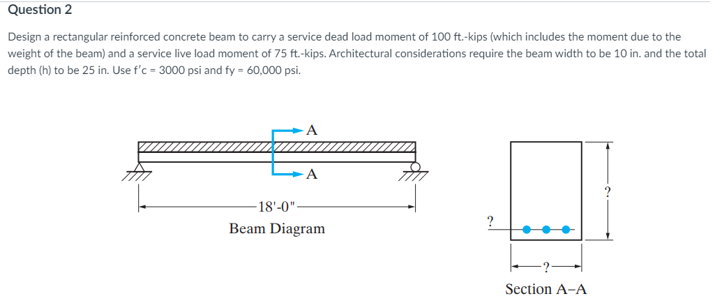 Solved Design A Rectangular Reinforced Concrete Beam To | Chegg.com