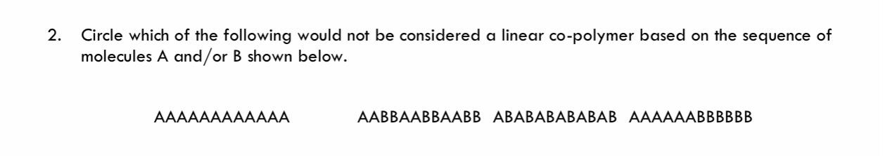 Solved 2. Circle which of the following would not be | Chegg.com