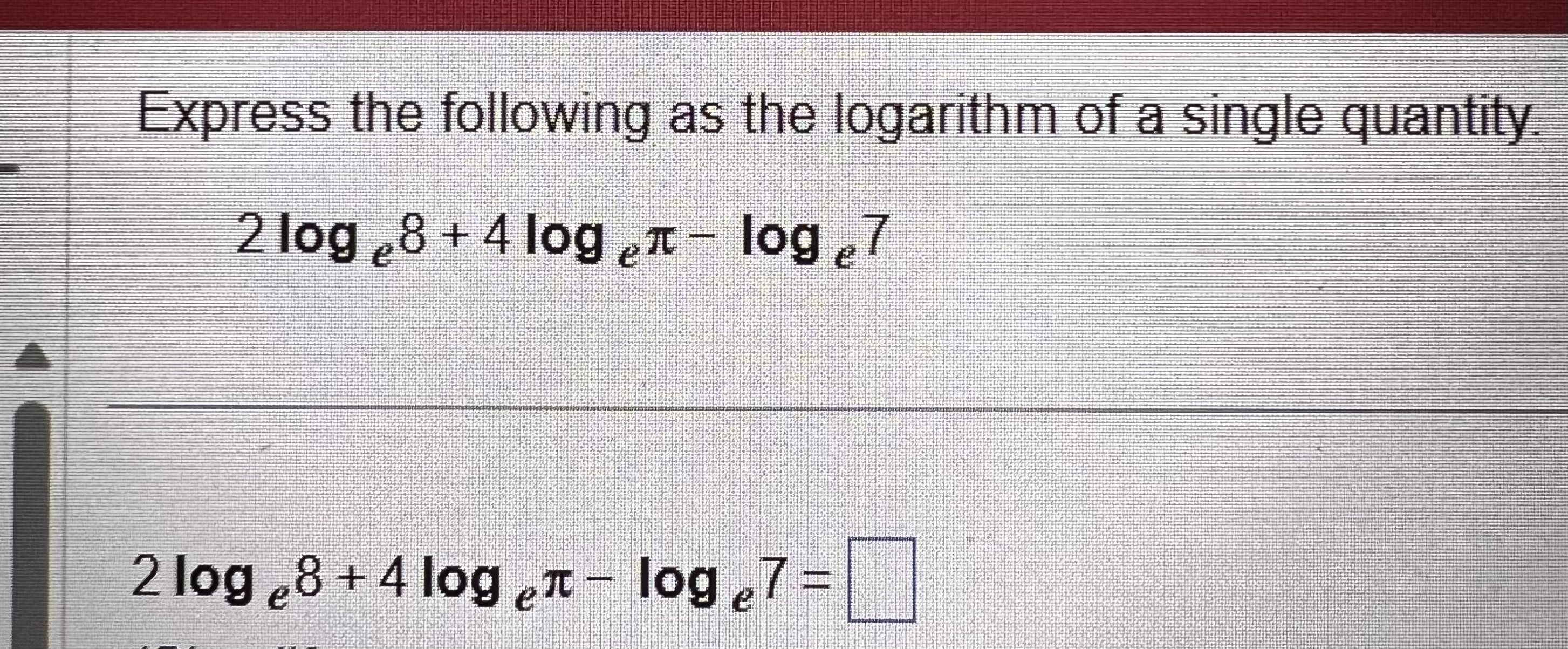 Solved Express the following as the logarithm of a single | Chegg.com