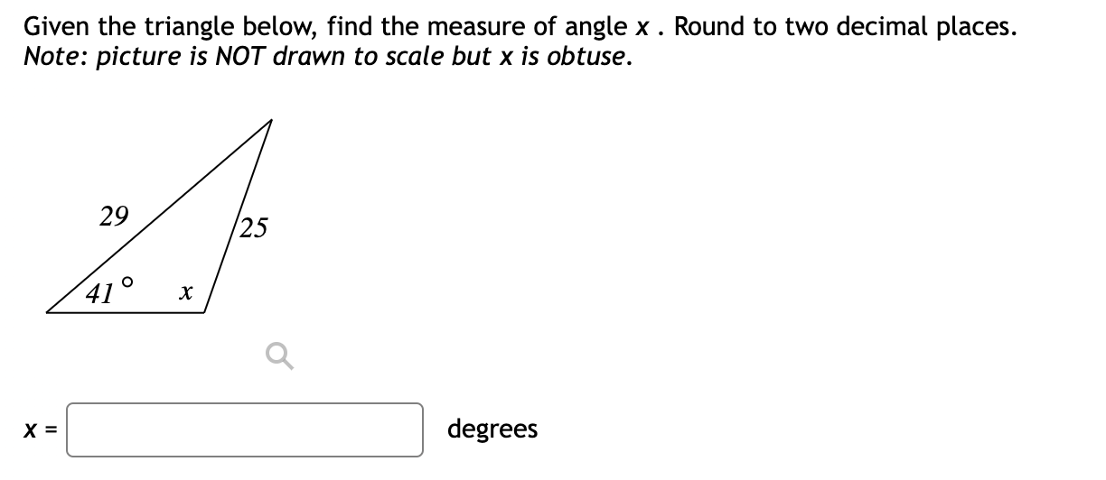 Solved Given the triangle below, find the measure of angle | Chegg.com