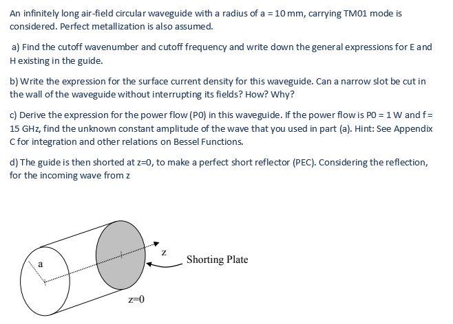 An infinitely long air-field circular waveguide with | Chegg.com