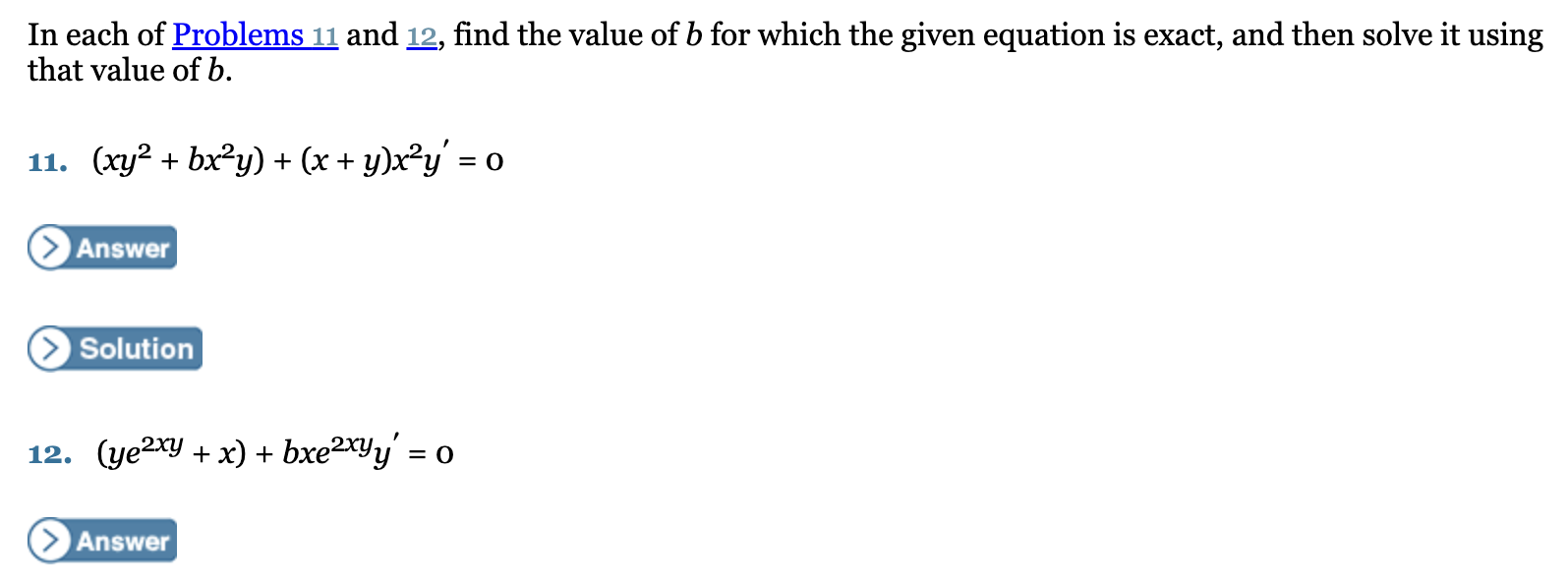 Solved In Each Of Problems 11 And 12, Find The Value Of B | Chegg.com