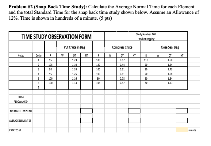Solved Problem #2 (Snap Back Time Study): Calculate the | Chegg.com