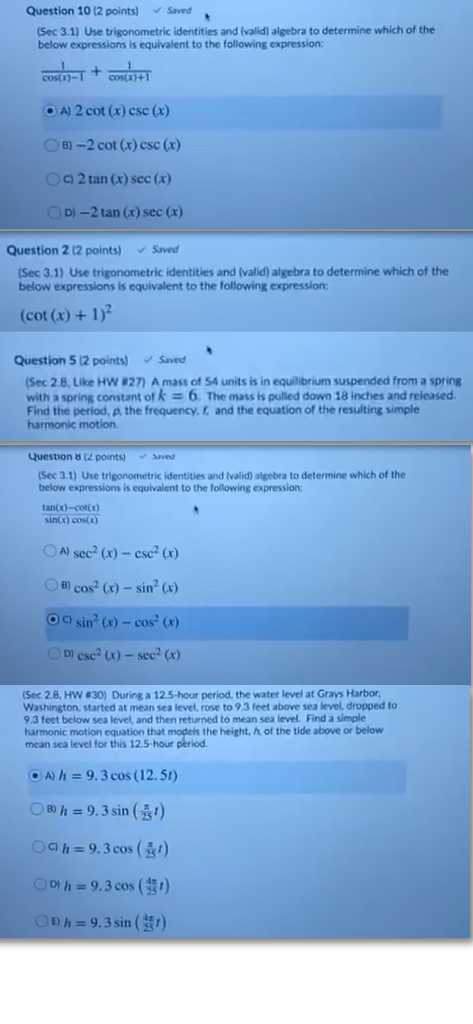 Solved Question 10 (2 points) Saved , (Sec 3.1) Use | Chegg.com