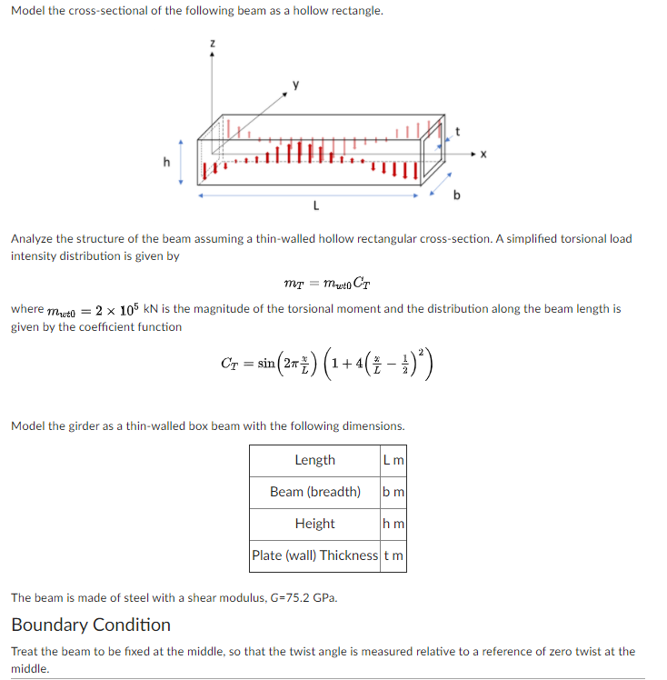 Model the cross-sectional of the following beam as a | Chegg.com