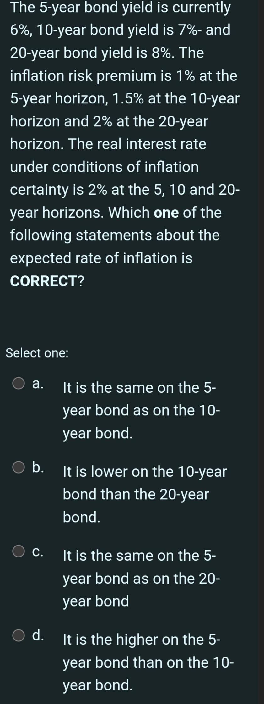 The 5 year bond yield is currently 6 10 year bond Chegg com