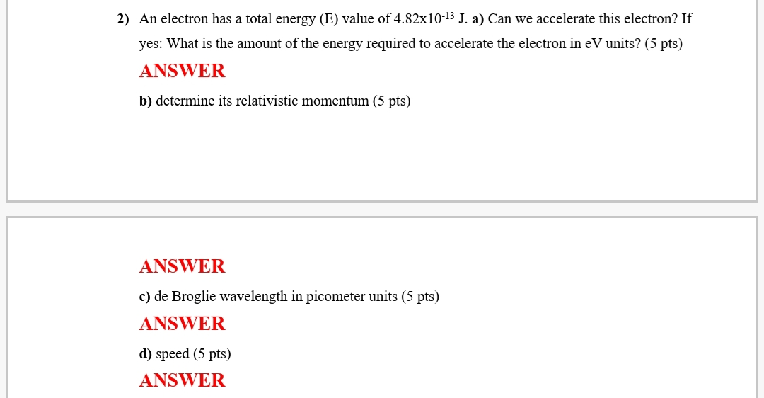 what is the value of energy of electron