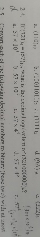 Solved A. (110)10 B. (10011011)2 C. (1111)5 D. (9A)16 E. | Chegg.com