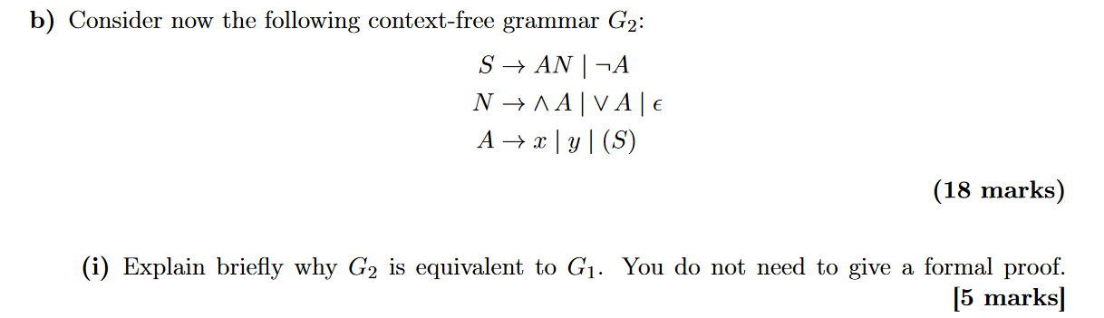 Solved b) Consider now the following context-free grammar G2 | Chegg.com