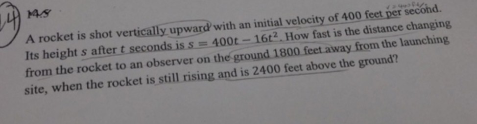 Solved MS A rocket is shot vertically upward with an initial | Chegg.com