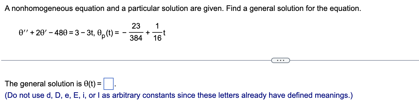 Solved A Nonhomogeneous Equation And A Particular Solution | Chegg.com