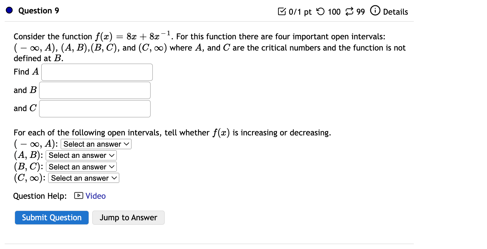 Solved Consider The Function F(x) = 8x+8x^-1. For This | Chegg.com