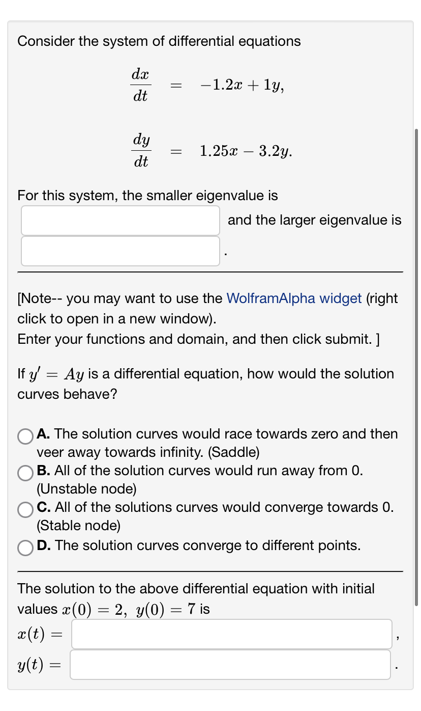 Solved Consider the system of differential equations | Chegg.com