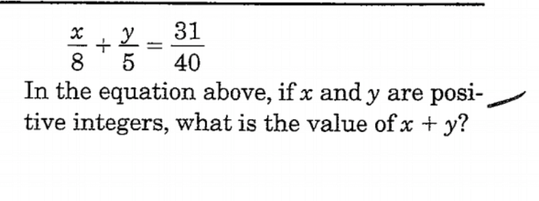 Solved 8x+5y=4031 In the equation above, if x and y are | Chegg.com