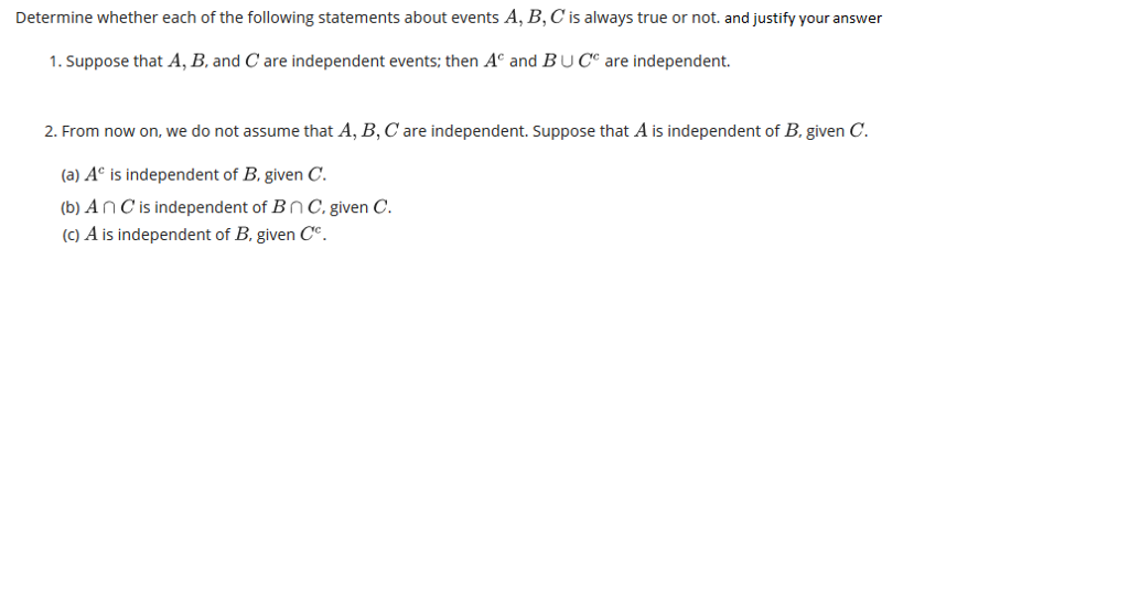 Solved Determine whether each of the following statements | Chegg.com