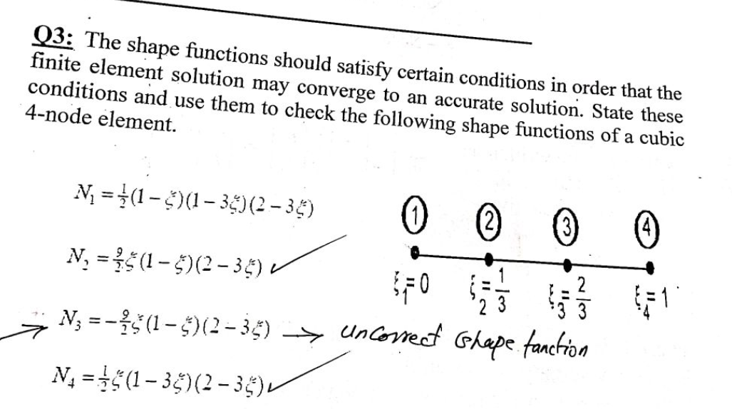 Solved Q3: The shape functions should satisfy certain | Chegg.com