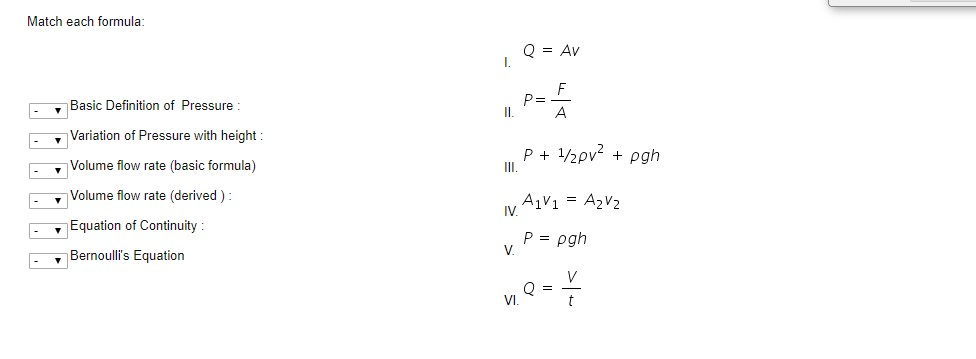 Solved Match Each Formula: Iq = Av - Basic Definition Of 