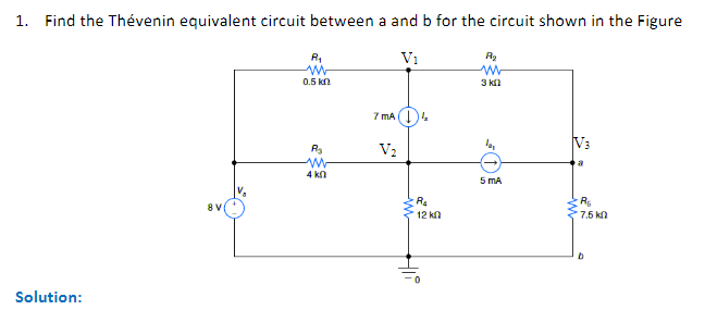 Solved 1. Find the Thévenin equivalent circuit between a and | Chegg.com