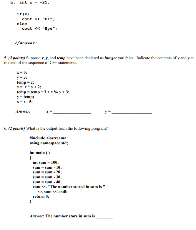 Solved 1. (1 point each) For the following C++ Boolean | Chegg.com