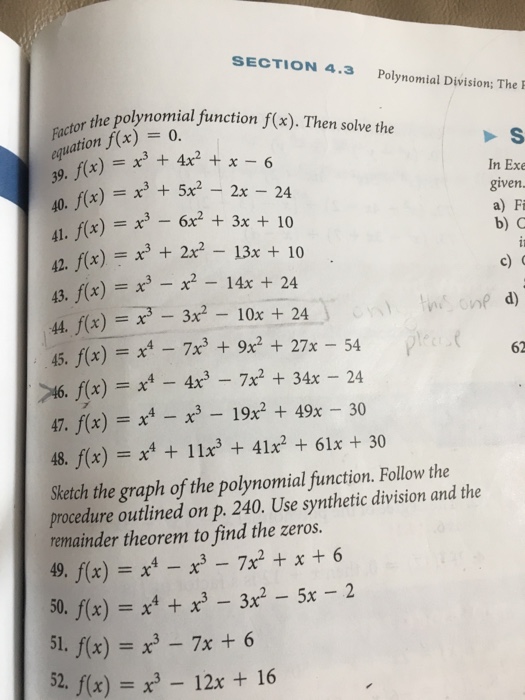 Solved SECTION 4 3 Polynomial Division The The Polynomial Chegg