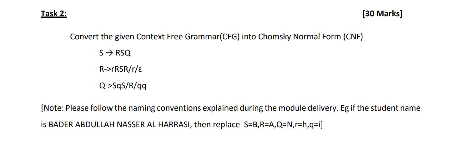 solved-task-2-30-marks-convert-the-given-context-free-chegg