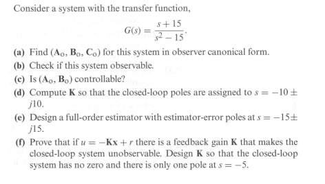 Solved Consider a system with the transfer function, $+15 | Chegg.com