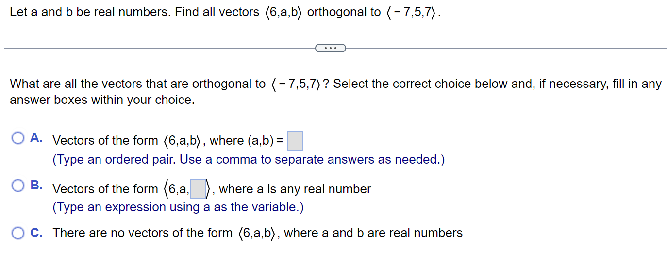 Solved Let A And B Be Real Numbers. Find All Vectors | Chegg.com