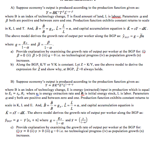 Solved = 88 B A) Suppose Economy's Output Is Produced | Chegg.com