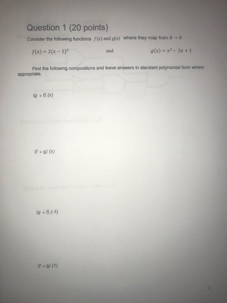 Solved Question 1 (20 points) Consider the following | Chegg.com