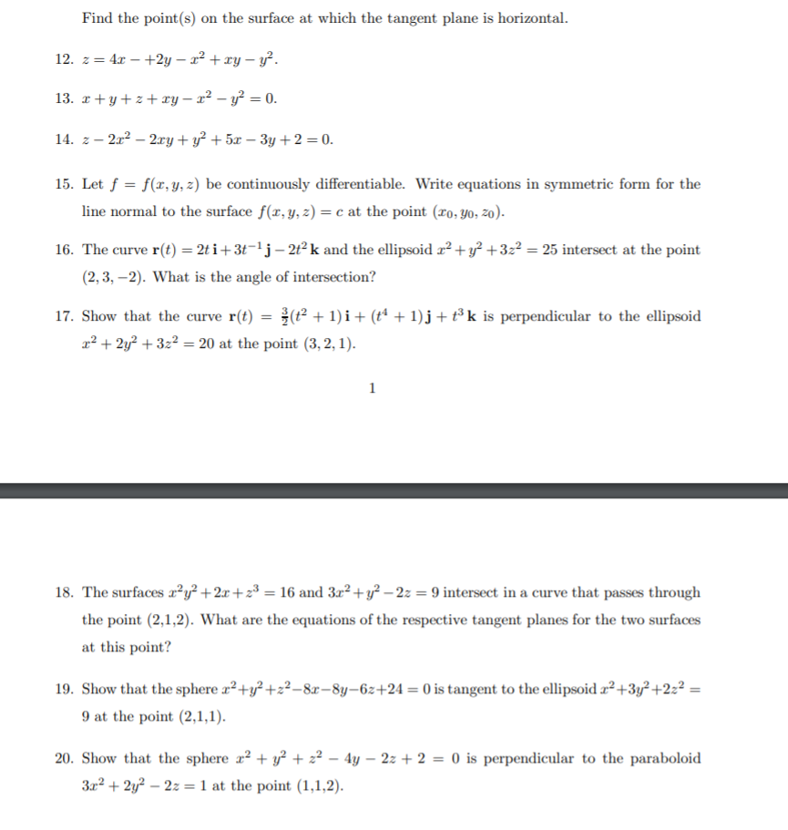 Find The Point S On The Surface At Which The Tangent Chegg Com