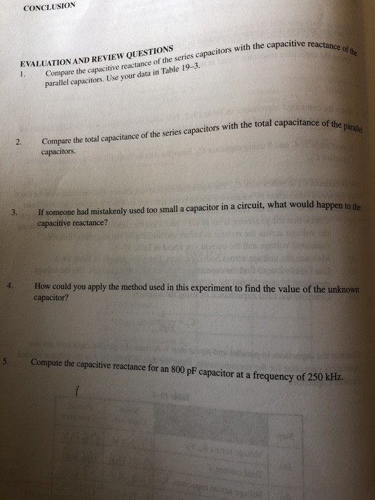 CONCLUSION Compare the capacitive reactance of the