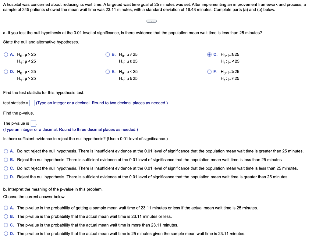 Solved a. If you test the null hypothesis at the 0.01 level | Chegg.com