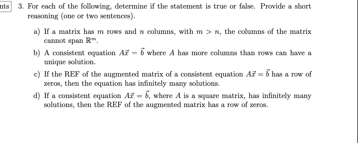 Solved 3. For each of the following determine if the Chegg