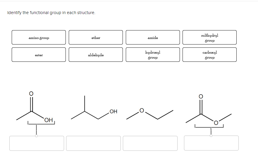 Identify the functional group in each structure.