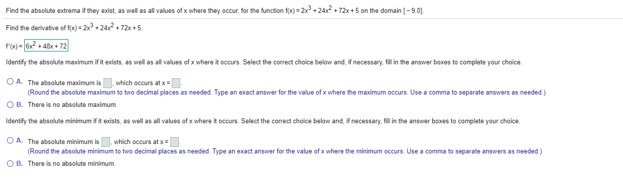 Solved Find The Absolute Extrema If They Exist, As Well As 