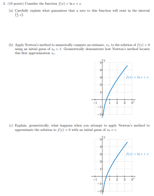 Solved 3. (10 points) Consider the function f(1) = Inr+1. | Chegg.com