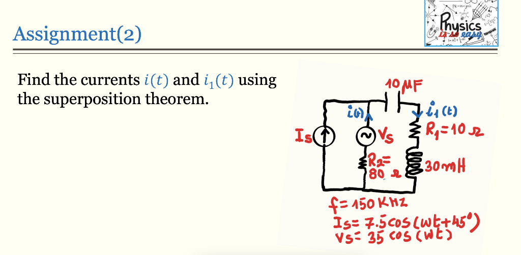 Solved Assignment(2) Physics su Find the currents i(t) and | Chegg.com
